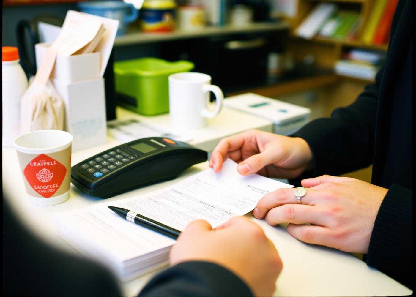 Reviewing a credit card processing statement with a Minnesota business owner